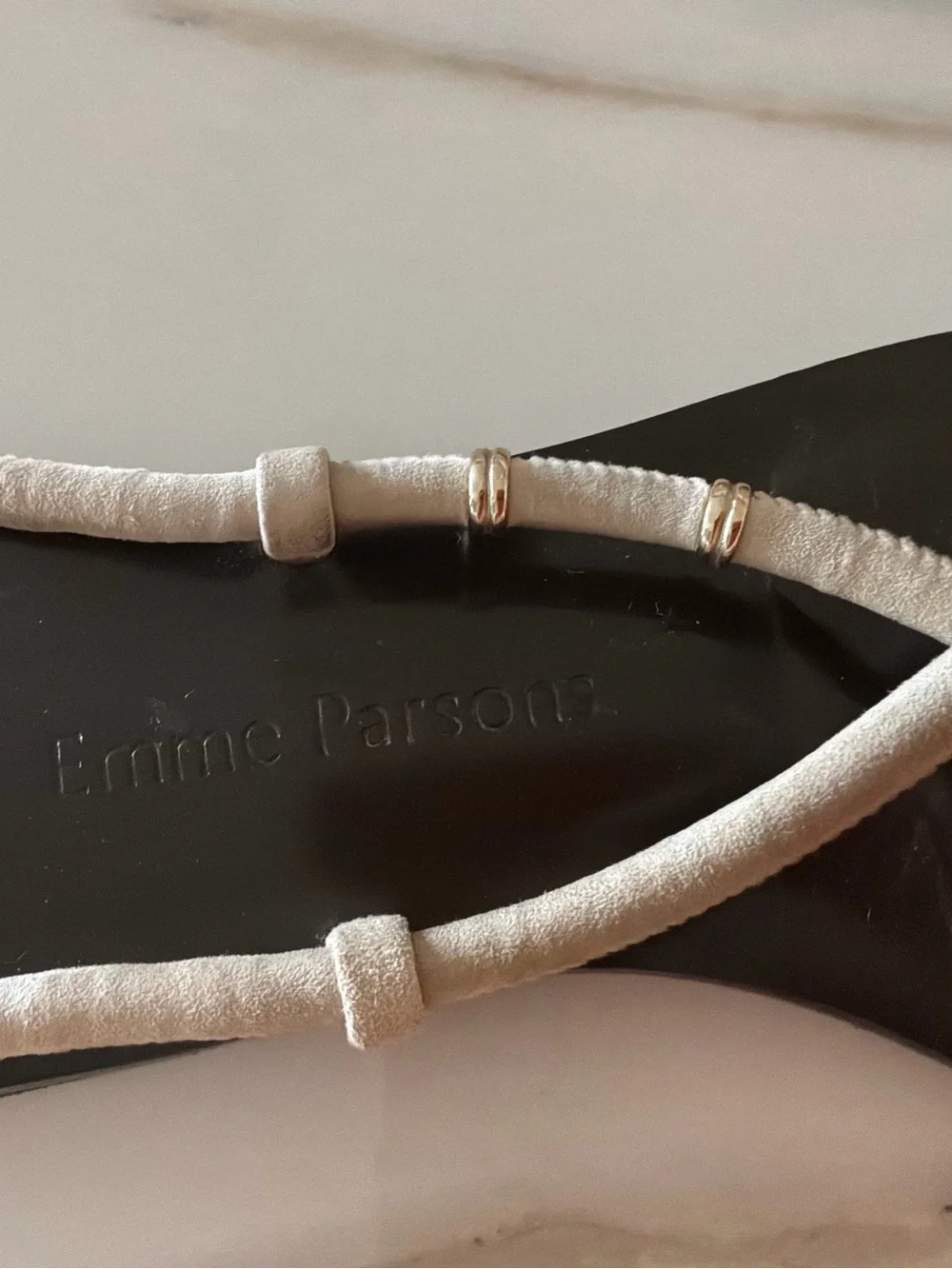 Laurie Bijoux Cream Leather Strappy Toe-Ring Flats